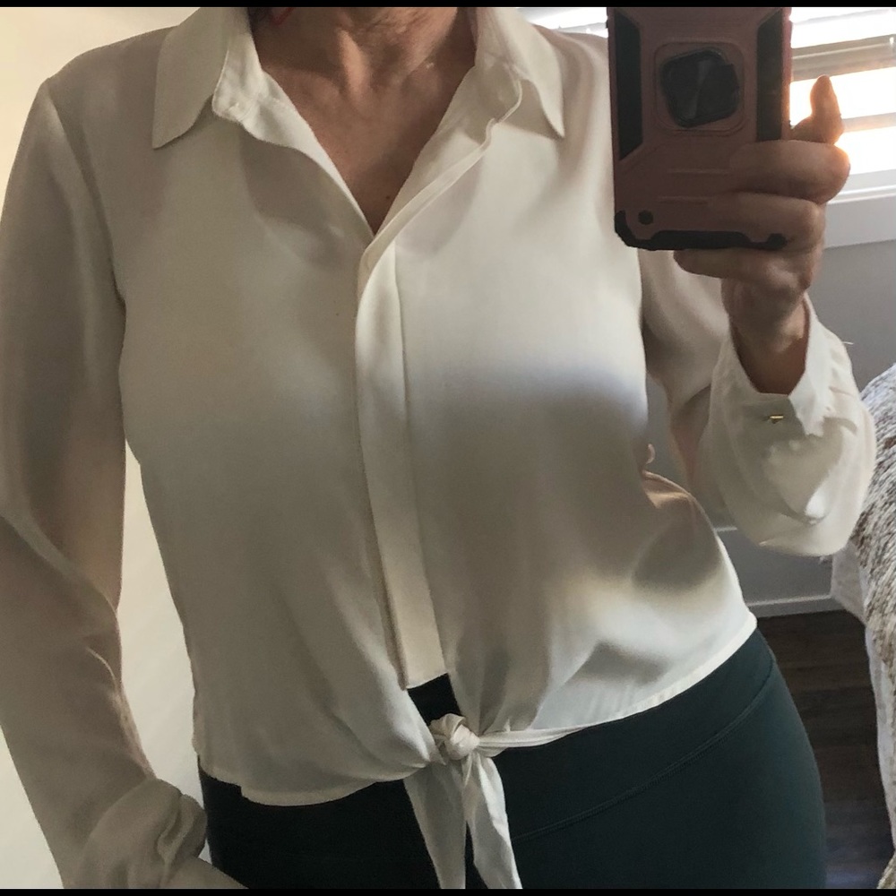 FOREVER 21 tie waist blouse
